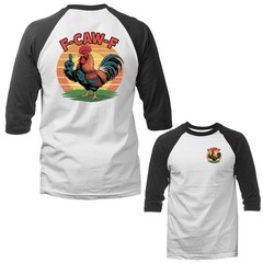 Funny Chicken F-CAW-F Humor Farm Animal Humorous 3/4 Sleeve Raglan