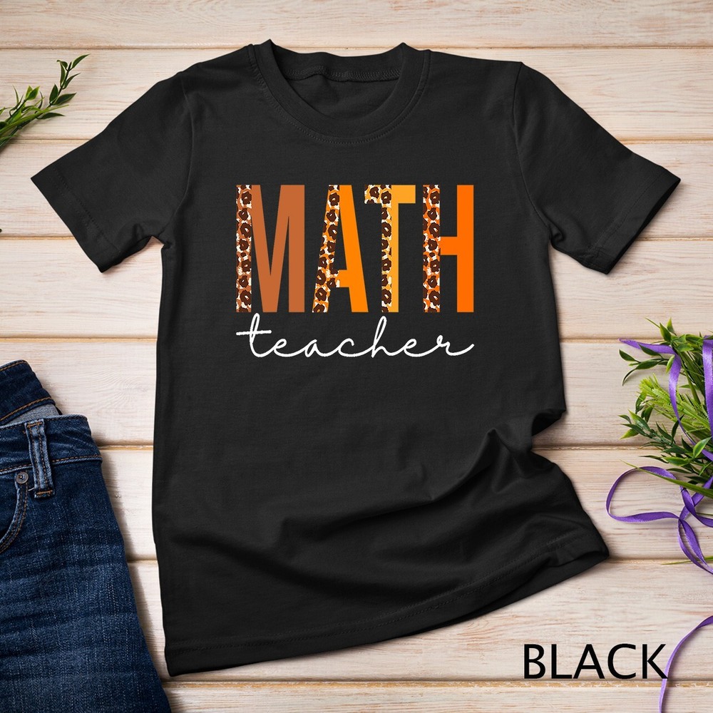 Math Teacher leopard Squad Cute Fall Autumn Thanksgiving Unisex T-shirt