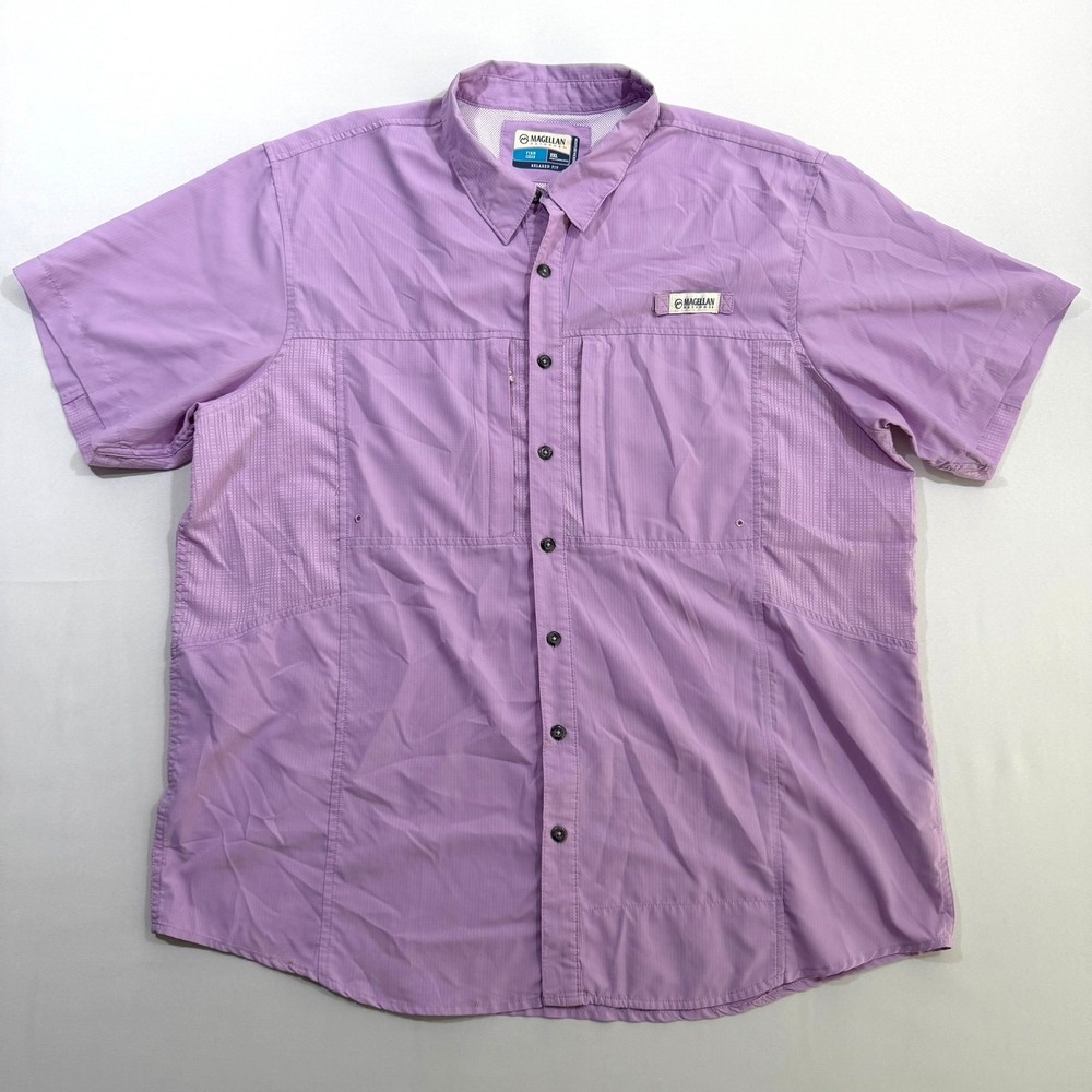 Magellan Outdoors Fishing Shirt Relaxed Fit Moisture Wicking Purple Mens 2XL