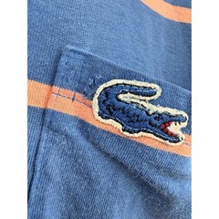 Vintage Izod Lacoste Polo Shirt Mens Medium Blue Crocodile Distressed 80s