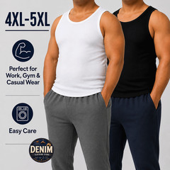 4XL-5XL Men’s A-Shirt 6 Pack Lot Tank Top Cotton Wife Beater Ribbed Undershirt