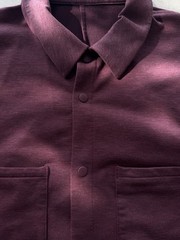 Lululemon Men’s M Burgundy Solid Knit Short Sleeve Button-Up Pocket Shirt