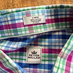 Peter Millar Button Down Men’s Large Multicolored Check Shirt