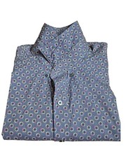 Bugatchi Men’s Long Sleeve Button Up Dress Shirt Blue Geometric Stretch Large