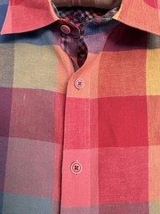 Bugatchi Uomo Sz M Multicolor Plaid Linen Blend Shirt Long Sleeve Shaped Fit