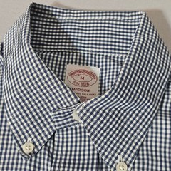 Brooks Brothers Madison M Non-Iron American Supima Shirt Mens Blue gingham check