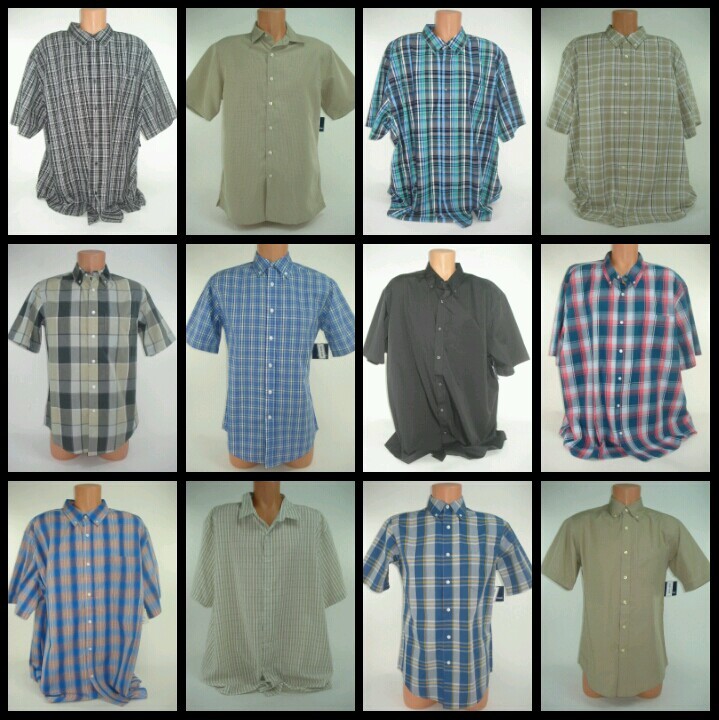 Basic Edition Mens Button Front Shirt Short Sleeve Plaid Solid Top