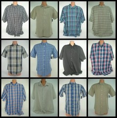 Basic Edition Mens Button Front Shirt Short Sleeve Plaid Solid Top