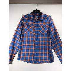 Mountain Hardwear Mens Blue Orange Plaid Flannel Button Up Shirt Small RN69724