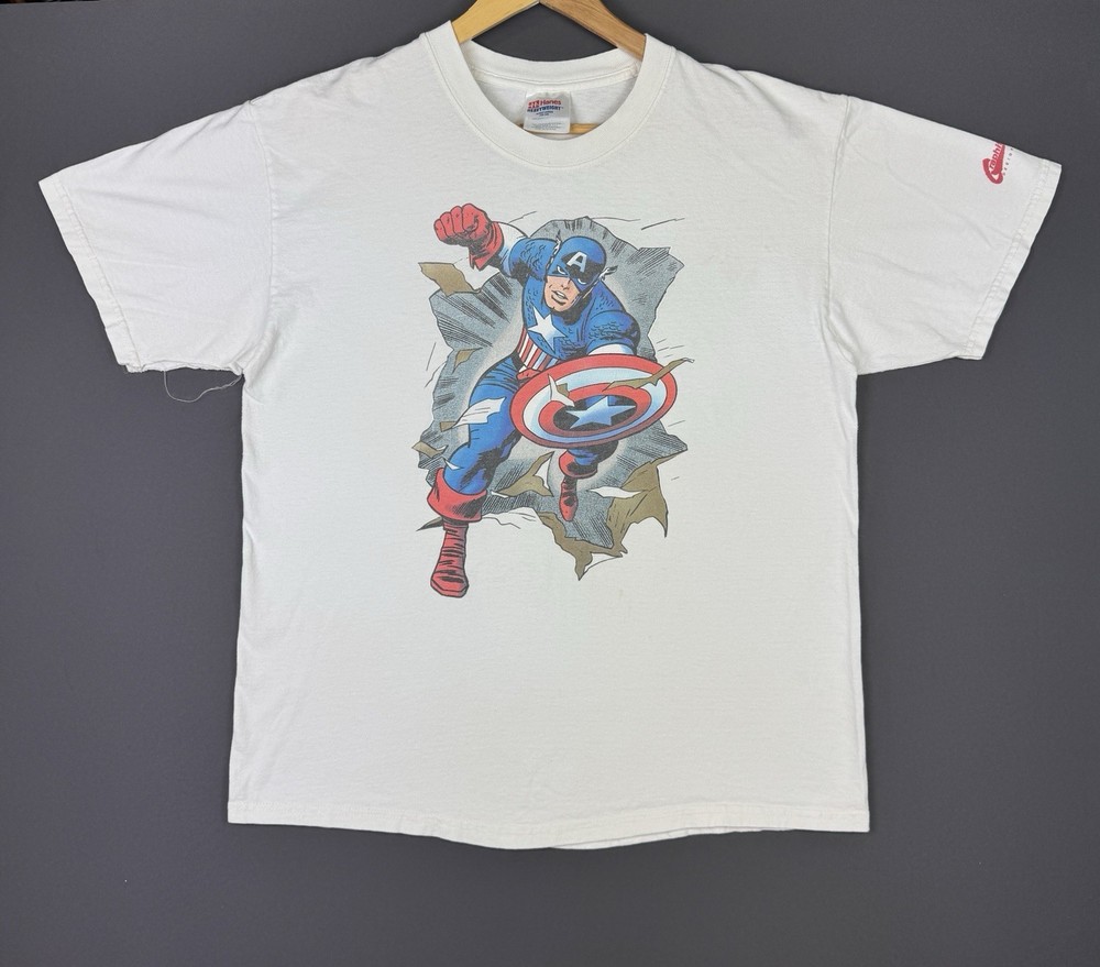Vintage 2002 Marvel Comics Graphitti Captain Amercia Art Cartoon Movie TV Hanes