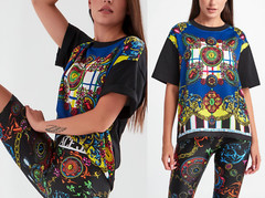VERSACE JEANS COUTURE PATTERNED Baroque Top Blouse Shirt Oversized T-shirt XL