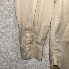 Giorgio Armani Collezioni Italy Cotton Twill Pocket Beige Tan Button Shirt 15.5