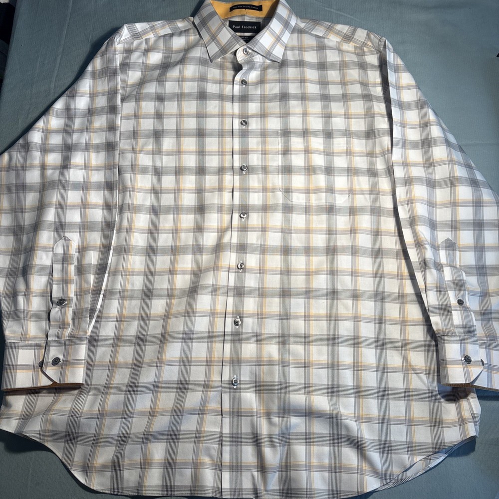 paul fredrick button down shirt Tailored Fit 17 1/2 x 33