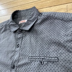 Michael Brandon Gray Black Polka Dots Shirt Men L Casual Geometric Button Up