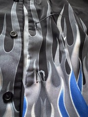 Silver Point Y2K Button Down Black Blue Flame Fire XL Button Shirt