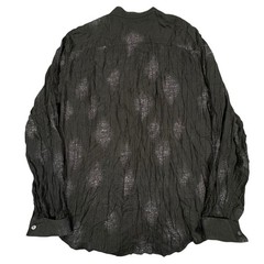 John Varvatos Pleated Crinkle Shirt Mens L Black Band Collar French Cuffs