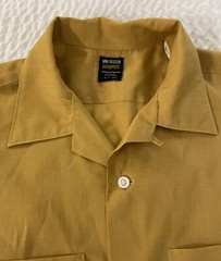 VAN HEUSEN vanopress Vintage Patch Pocket Sport Shirt in Dark Mustard Size L
