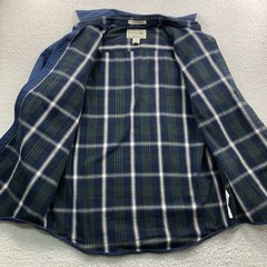 Vintage LL Bean Flannel Lined Button Down Shirt Men Medium Navy Blue 291748