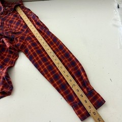 Duluth Trading Rustic Orange Plaid Poly Blend Double Pocket Flannel Shirt MEDIUM