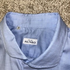 Atelier Munro Button Front Light Blue Plaid Casual Dress Shirt Men L 23.5″ P2P