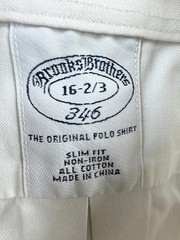 Brooks Brothers 16 2/3 Button-Down Slim Non-Iron Cotton Ivory Solid Pocket Men
