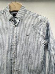 Vineyard Vines Whale Shirt XL Light Blue White Vertical Striped Long Sleeve