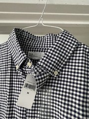 GAP Men’s Black/White Check Button-Down Collar Button-Up Shirt Long Sleeve (M)