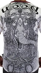 WEED Ganesha Ringer T-Shirt Men Vintage Ganesh Om Hindu God Hippie Bohemian WE03