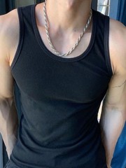 Mens 100%Cotton Ribbed Tank Top Breathable Gym Workout Undershirt Slim Fit