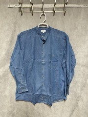 VTG Paul Fredrick Shirt Men L Blue Denim Chambray Blade Collar Button Up L/S USA