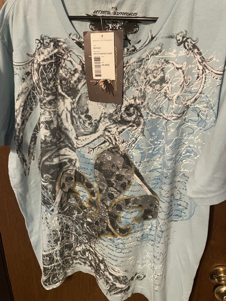 Artistic Differences Skull Graphic T Shirt Mens 2XL Fits XL Y2K Style NWT