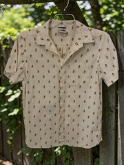 The North Face Shirt Mens L White Hiker Print Button Front Cotton Short Sleeve
