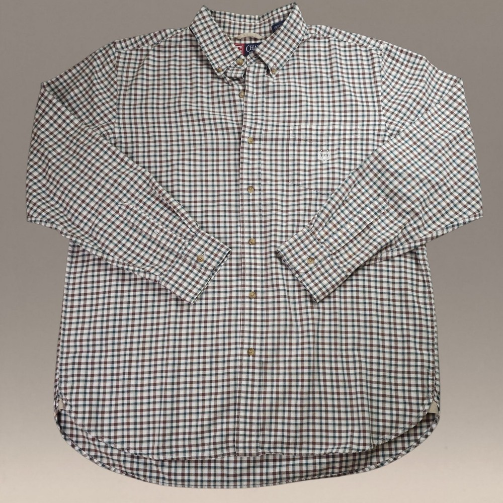 Chaps Large Brown & Green Button-Down Long Sleeve Men’s Shirt