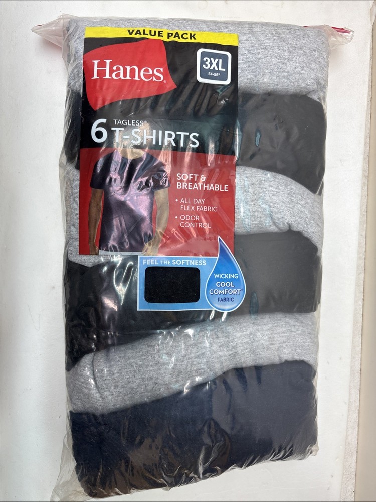 Hanes Men’s Value Pack Assorted Undershirts, 6 Pack **Free Shipping**