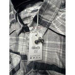 BKE Button Down Shirt Mens Medium Gray Plaid Long Sleeve Western Standard Fit