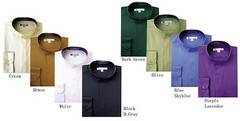 Men’s Classic Mandarin Collar Dress Shirt Hidden Button Size 15~20