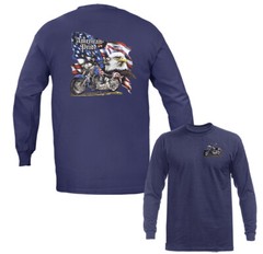 American Pride US Flag Eagle Bikers Motorcycle Patriot Patriotic USA Long Sleeve