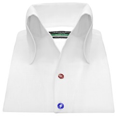 Men High Open Button Down Collar White Cotton Multicolor Buttons Reception Shirt