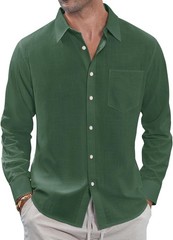 2025 Summer Linen Shirt Men’s – Breathable Long Sleeve Beach Casual Button Up