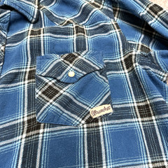 Wrangler Shirt Men’s Large Blue Plaid Pearl Snap Western Rodeo Cowboy Farm