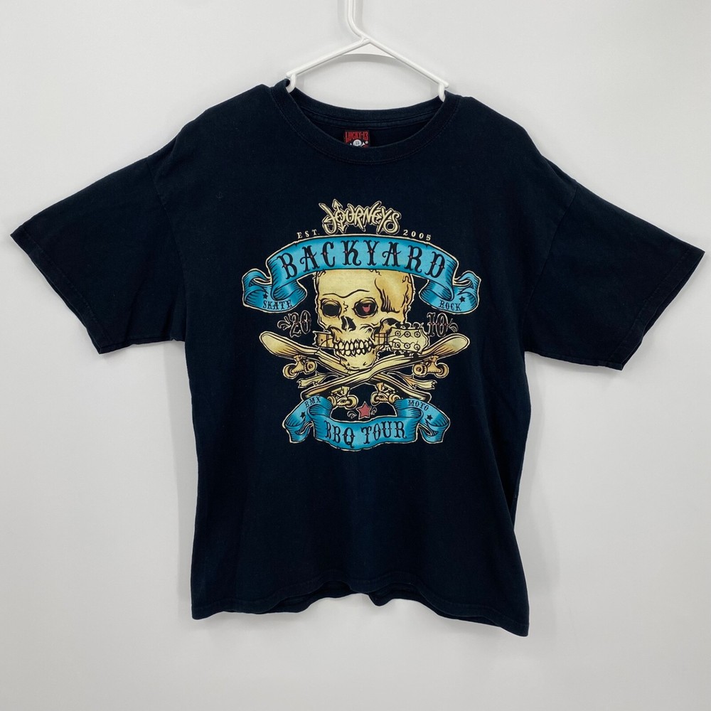 Lucky 13 Shirt Short Sleeve Journeys Backyard BBQ Tour Black Size M Mens
