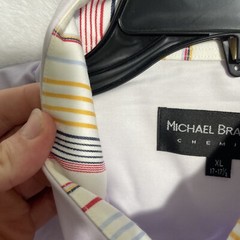Michael Brandon Mens Button Shirt Solid Purple XL Cotton Long Sleeve Collar