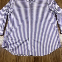Paul Fredrick Dress Shirt Mens 18 x 35 Purple Stripe Classic Long Sleeve Cotton