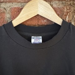 Vintage 90s BVD Grunge Solid Black Blank Distressed Work Pocket T Shirt Medium M