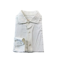 Luca Faloni Soft Cotton Solid White Spread Collar Mens Button Front 16.5/42