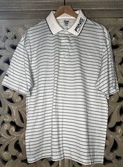 PING Collection Performance Dynamics Golf Polo Shirt Large White Striped Logo
