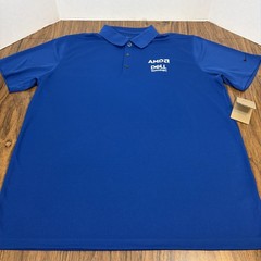 Nike Golf Polo Shirt Mens XL Blue Move To Zero – Stretch – AMD Dell Logo Swoosh