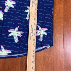 Reverse Threads Men Size L Palm Tree Shirt Short Sleeve Button 80s 70s Navy Blue