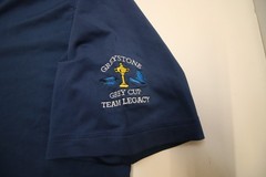 Peter Millar Summer Comfort E4 Greystone Cup Logo Golf Polo Shirt Mens M Blue