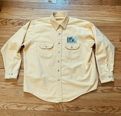 Men 1X-2X Chambray Flannel Button Down L/S Shirt Yellow Ochre Duck Hunting